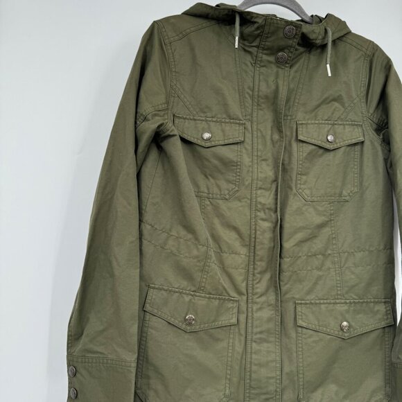 Eddie Bauer Jacket Womens Small olive Green  Full Zip Button Long Sleeve Fleece - Picture 4 of 14